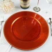 Efavormart 6 pcs 13" Orange Beaded Round Charger Plates for Tabletop Decor Holiday Wedding Catering Event Decoration