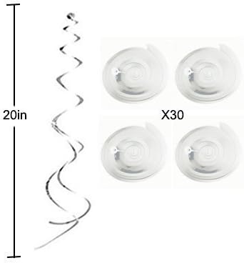 Party Swirl Decorations, Hanging Swirl for Ceiling Decorations, Silver, Pack of 30