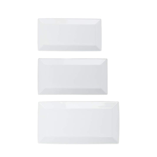 Amazon Basics 3-Piece Porcelain, Party Platter Appetizer, Dinner, Dessert Set, 12.75 inch, 11 inch, 10 inch, White