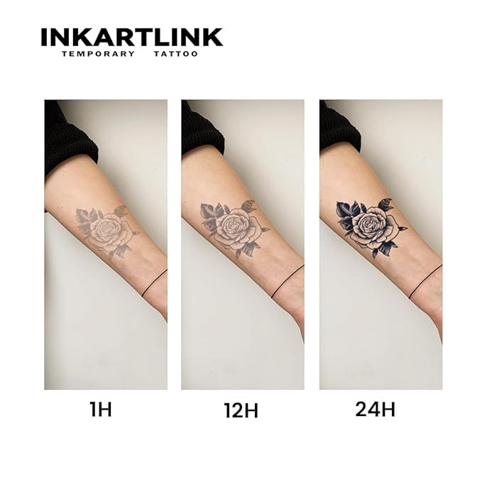 INKARTLINK Tattoo Tech, 2 Sheets Large Semi Permanent Tattoo, Adult Art Design Temporary Tattoos, Lasts 1-2 Weeks, Waterproof, Realistic Look, No Reflection (The Warrior's Sword)