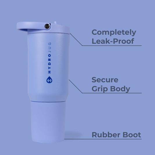 HydroJug Sport - Stainless Steel Tumbler with Straw, Vacuum Insulated, 20oz Leakproof Water Bottle, Ergonomic Design, Reusable, Dishwasher Safe, Rubber Base, Durable for Gym or Outdoors, Peri