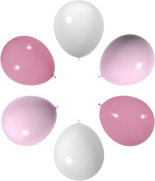 60 Count 12-Inch Pastel Pink And White Latex Balloons - Wedding Birthday Baby Shower Decorations, Spring Party Supplies