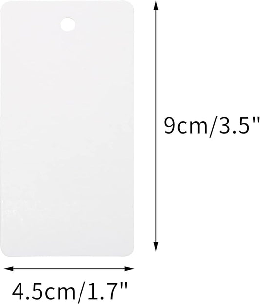 G2PLUS 100PCS Blank Gift Tags,3.5” x 1.7” White Kraft Paper Gift Tag with String, Rectangle Hanging Tags for Arts and Crafts Wedding Holiday, Teachers Day,Christmas,Thanksgiving,Party Favors