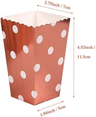Tvoip 36Pcs Gold/Silver/Rose Gold Foil Popcorn Treat Box Christmas Wedding Decoration Party Favor Supply Candy Gift Popcorn Bags (Rose Gold)