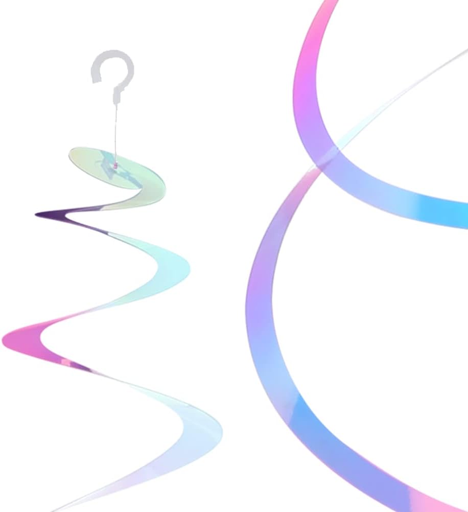 MISU Iridescent White Hanging Swirl Streamers - Sparkly Transparent Plastic Ceiling Decor for Kids Birthday Parties - Pack of 30