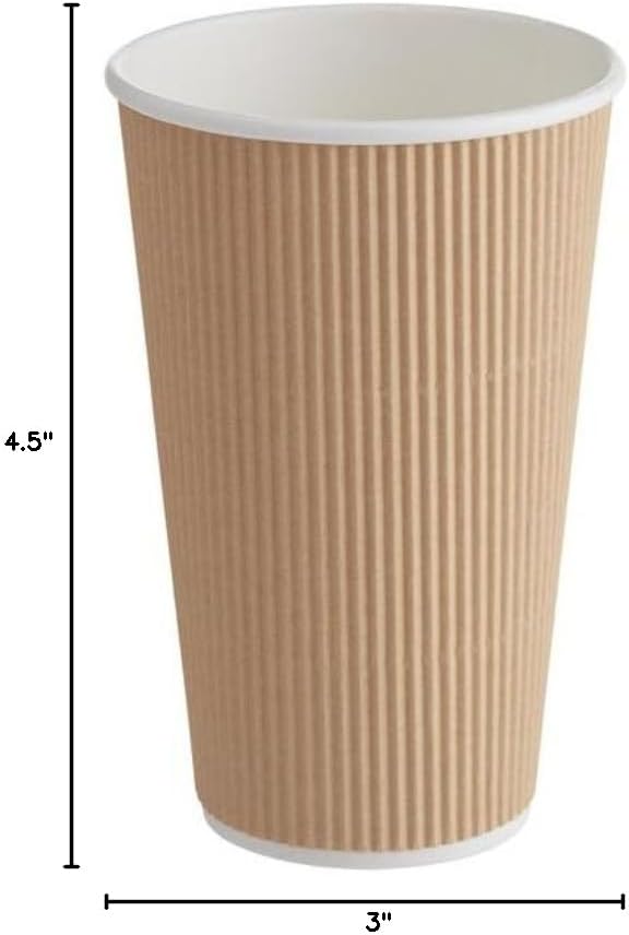 Ripple Paper Cups 16 oz 500 Pack for Coffee & Tea Made in USA | Bulk 500 Count for Home, Office, Restaurants & Coffee Shops | Recyclable, Insulated, & Disposable 16 Ounce To-Go Cups for Hot Beverages