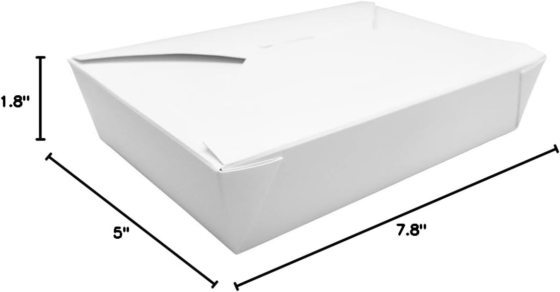 Karat FP-FTG54W 54 fl.oz. 7.8" x 5" X 1.8" Fold-to-Go Box #2, White (Pack of 200)