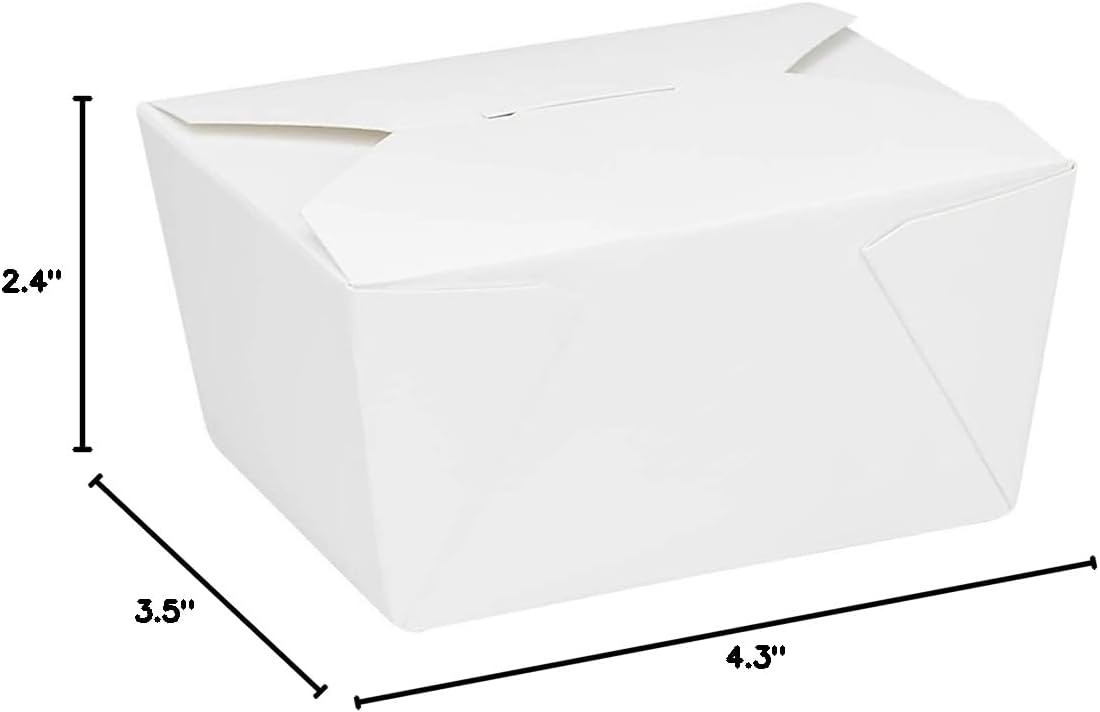 Karat FP-FTG30W 30 fl.oz. 4.3" x 3.5" x 2.4" Fold-to-Go Box #1,White (Pack of 450)
