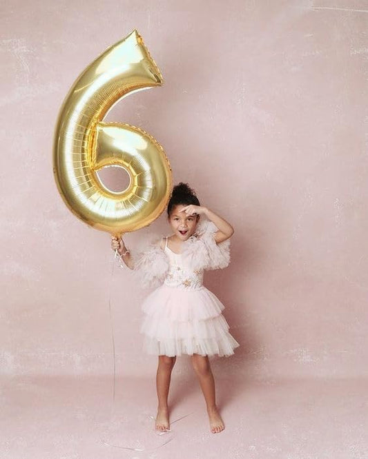 Number 6 Balloon 40 Inch, 6 7 Six Seven Birthday Decorations, 6th Birthday Balloon for Boy Girl, Light Gold 16 60 61 65 Numbers Balloons Graduations Anniversary Supplies
