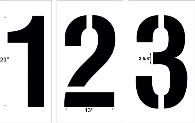 Newstripe 20"" Number Stencil Kit | 10-Piece Kit Includes Numbers 0-9 | Number Height is 20"" | Durable 1/8"" PolyTough Plastic | Made in USA
