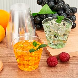 RACETOP 9 oz Clear Plastic Cups 100 packs, Disposable Plastic Party Cups Tumblers, Cocktail Cups, Perfect for Parties, Wedding and Events