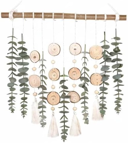 Bathroom Decor Artificial Eucalyptus Greenery Hanging Wall Decor Faux Eucalyptus Leaves Hanging Plant with Wooden Stick with Rustic Farmhouse for Bedroom Nursery Boho Home Decorations