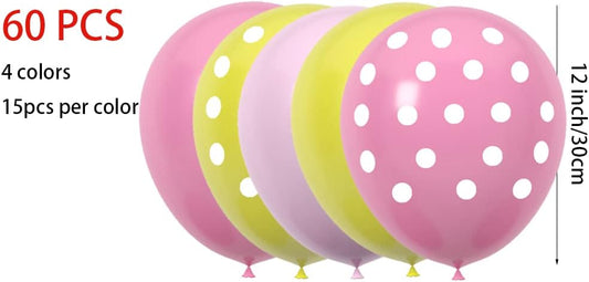 60 Pack 12 Inch Latex Balloons - Pink Yellow Macaron Pastel Colors for Birthday Wedding Baby Shower, Spring Summer Party Decorations
