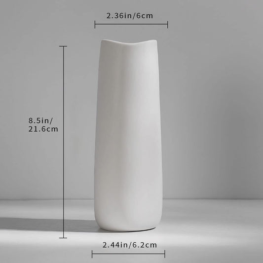 Ceramic Vases - Nordic Minimalism Style Decoration, Elegant Vase for Mantel, Table, Living Room Decoration, White Modern Geometric Decorative Flowers Vases for Home Decor