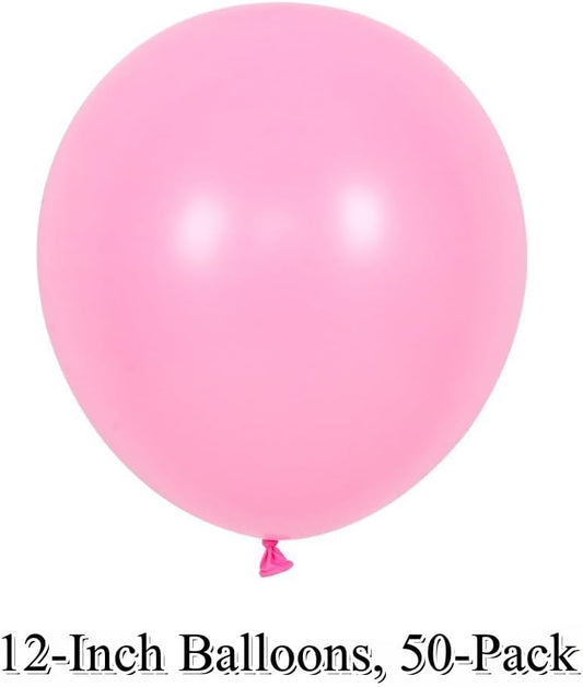 50 Pack 12 Inch Pink Latex Balloons for Party Decorations, Thick Premium Balloons for Baby Shower, Gender Reveal, Birthday, Bridal Shower, Photo Backdrop, Arch & Garland, Air or Helium