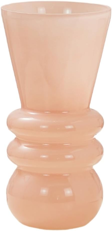 10-inch Tall Glass vase, a Simple and Sturdy Flower Container, Perfect for Dining Tables, Living Room and Table Placement (Pink)