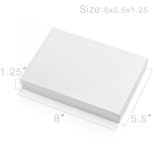 MESHA Jewelry Boxes 8x5.5x1.25 Inch 80 Pcs White, Matte Kraft Cardboard Gift Box Jewelry Boxes with Cotton Filled and Lids, Jewelry Box Bulk for Small Business & Wearable Nails Enhancement