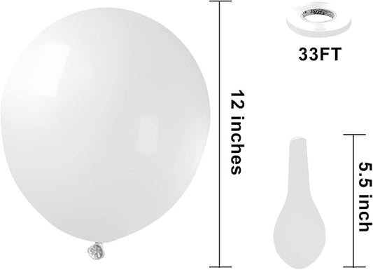 KBZVNAF White Balloons Latex Party Balloons - 50 Pack 12 inch Helium Matte White Balloons for Wedding Graduation Baby Shower Birthday Anniversary Party Decorations