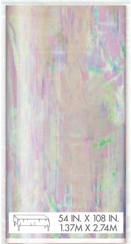 Stunning Iridescent Rectangular Table Cover, 50" x 84" (1 Count) - Dazzling & Reusable Plastic Tablecloth, Occasions