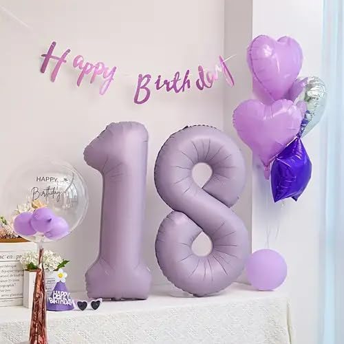 40 Inch Lilac 1 Balloon for First Birthday, 1st Number Balloons Birthday Decorations for Girl Kids Toddler Baby, Lavender One Giant Number 1 Balloon