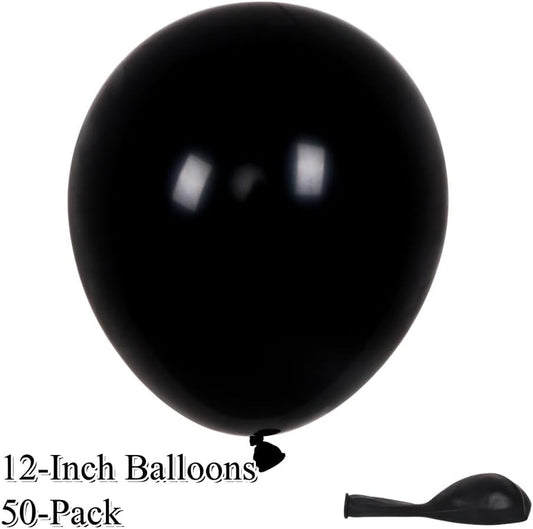 50 Pack 12 Inch Pumpkin Orange and Black Latex Balloons (25 + 25), Halloween Decorations, Trunk‑or‑Treat Balloon Arch Kit, Haunted House Party Supplies, Porch Décor, Photo Backdrop