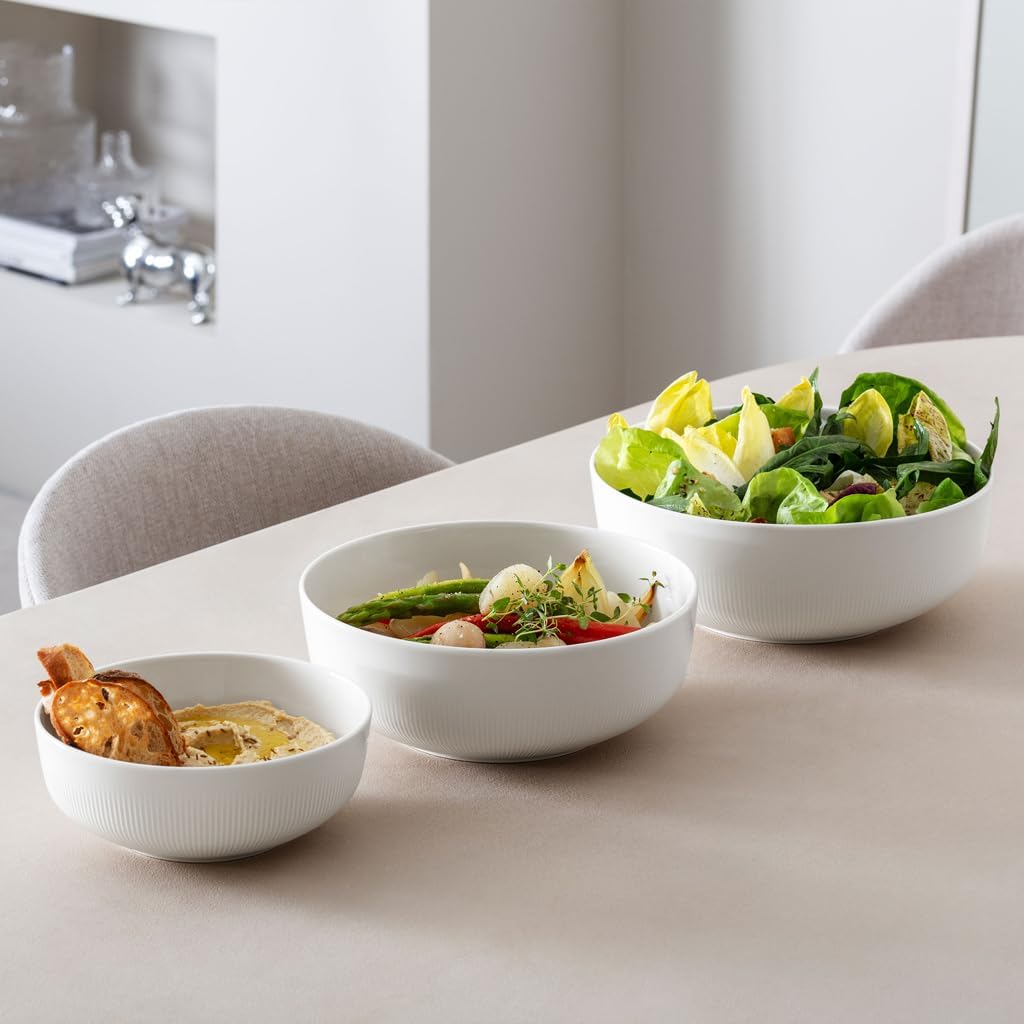 Villeroy & Boch Afina Gourmet Medium Serving Bowl, Premium Porcelain, Made in Germany, Dishwasher and Microwave Safe, 9.5 x 9.5x 3.5 in, Stackable, White