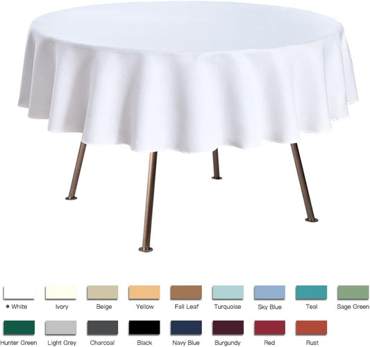 maxmill Jacquard Round Table Cloth Swirl Pattern Waterproof Antiwrinkle Heavy Weight Soft Tablecloths for Circular Table Cover and Kitchen Dinning Tabletop Decoration Round 70 Inch White