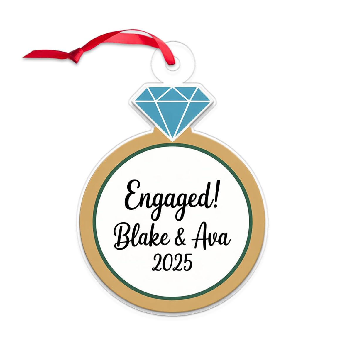 Custom Diamond Ring Ornament, Personalized Wedding Ornament, Engagement Ring Keepsake, Holiday Romance Gift, Unique Christmas Decoration Acrylic Ornament – Personalized Christmas