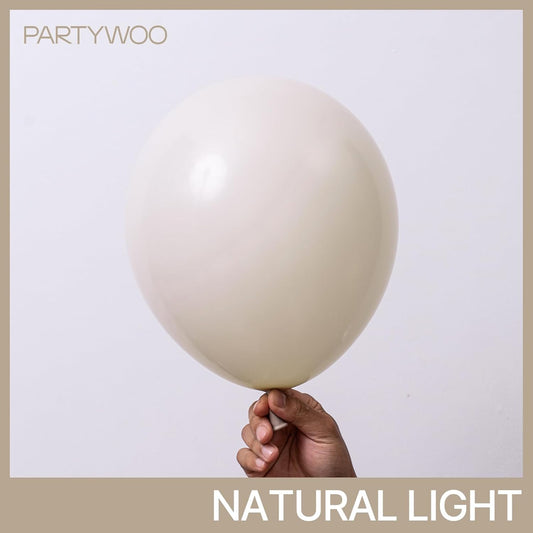 PartyWoo White Sand Balloons 100 pcs Different Sizes Pack of 18 12 10 5 Inch Off White Beige Cream Ivory Balloon Arch Kit Garland for Wedding Bridal Baby Shower Birthday Party Decorations White-F12