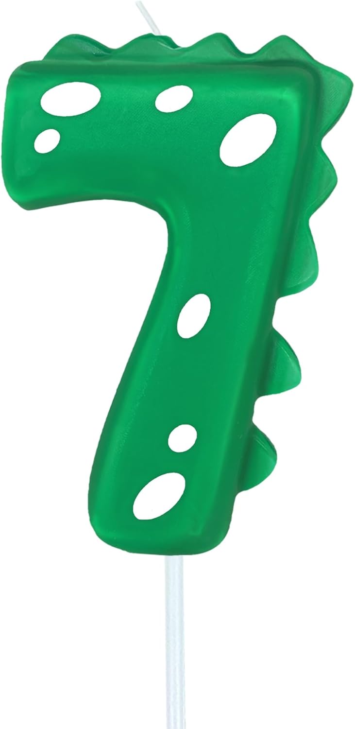 Number Birthday Candles(7 Candle Green) Dinosaur Shape Number Happy Birthday Cake Candles for Dinosaur Birthday Party Decoration Reunions Theme Party