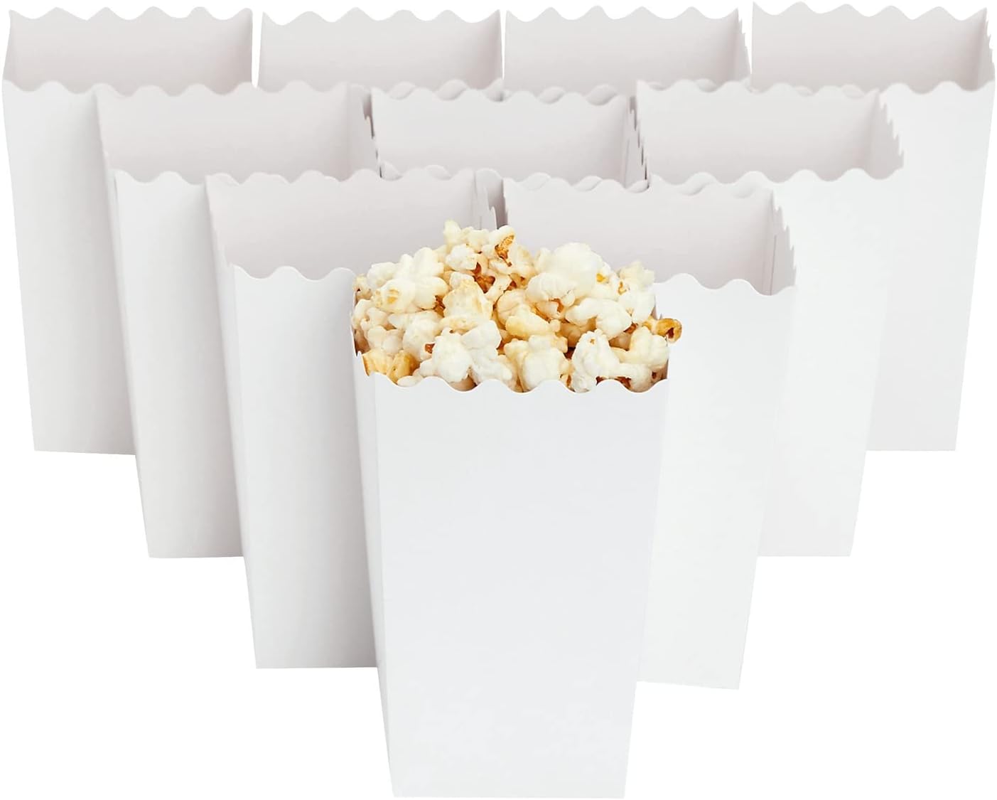 BLUE PANDA Popcorn Boxes for Party - 100 Pack, White, 3.3 x 5.5 x 3.5 In - White Popcorn Boxes for Movie Night
