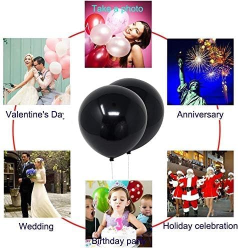 AZOWA 24 Inch Black and Gold Balloons 10 Pieces Large Latex Balloons for Party Wedding Birthday Baby Shower Decoration