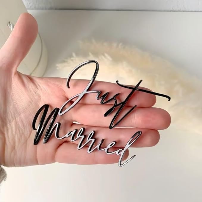 "Just Married" Acrylic Cake Topper - Personalized Wedding Decor, Elegant Anniversary Keepsake for Wedding Reception & Party