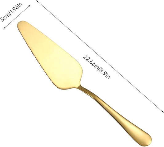 Kucensi Cake Pie Server, 2 Pack Stainless Steel Pizza Pastry Cake Slicer Server Set, Gold Cake Cutter with Serrated Edges for Kitchen, Restaurants, Wedding, Birthdays and Parties