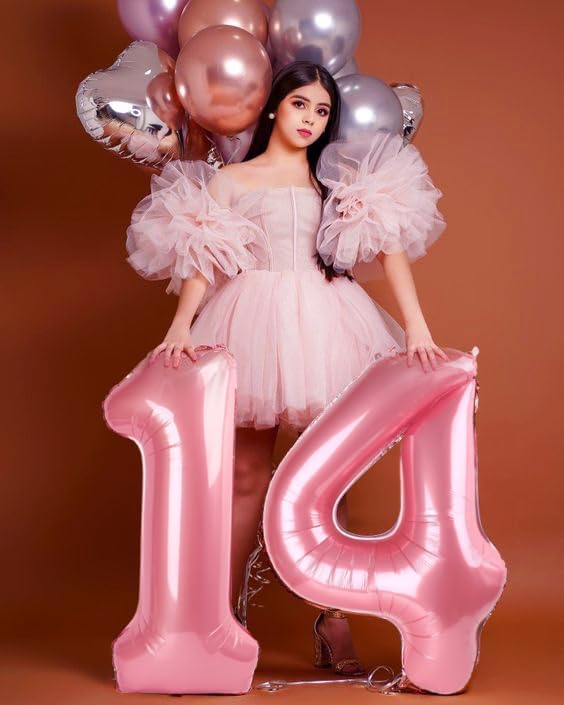 Pink 4 Balloon, 4th Birthday Decorations Girl, Number 4 Balloons for 4th 14 Boy, Happy 40th Birthday Party Decorations Women, Number Balloons 40 Inch for Graduations Anniversary