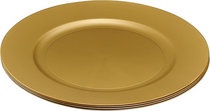 13'' Party Chargers Large Plates & Platters Great for Elegant Party's Weddings Tableware Great for Serving dish Gold Pack of 12