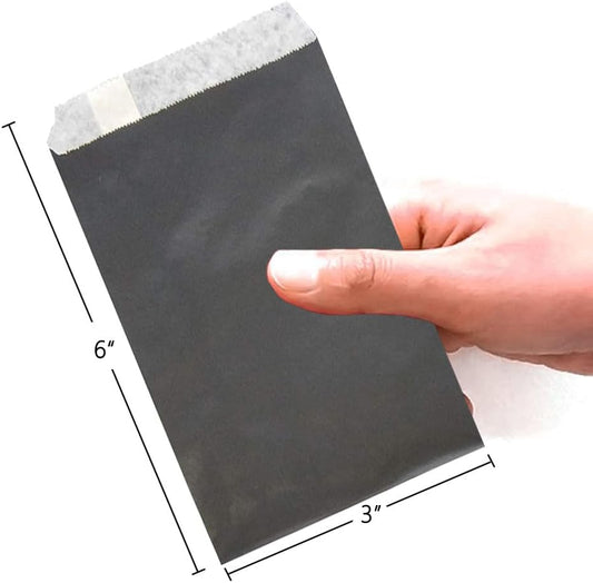 AZOWA Black Paper Treat Bags 6 x 3 Black Paper Candy Bags for Candy Buffet (100 CT, 6 x 3 IN)