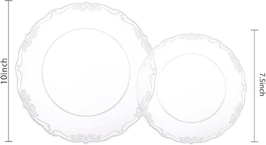 U-QE 60PCS Clear Plastic Plates for Party - Clear Plates Disposable Heavy Duty for Party & Wedding - Include 30PCS 10inch Dinner Plates and 30PCS 7.5inch Dessert/Salad Plates