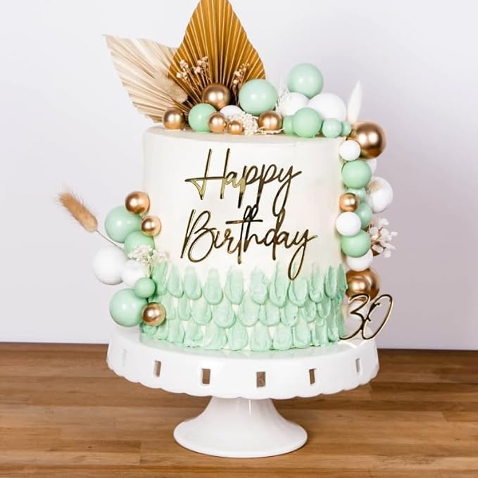 Happy Birthday Cake Topper,Gold Mirror Acrylic Happy Birthday Cake Sign Decorations,Happy Birthday Cake Charm Supplies for Birthday Party Cake Dessert