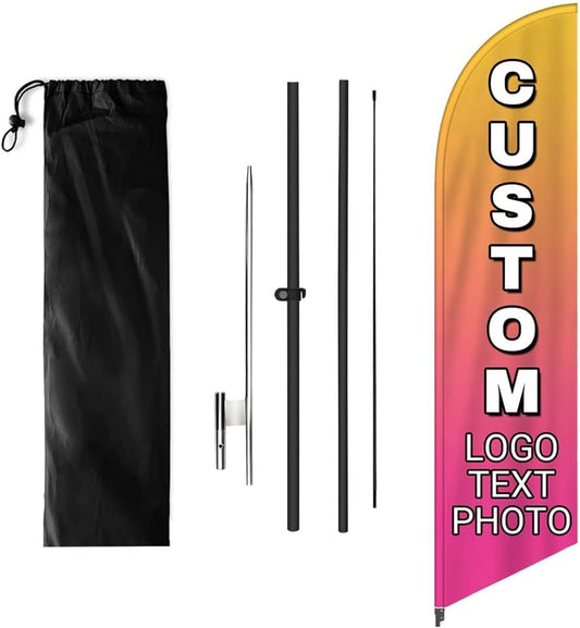 Custom Advertising Flags Custom Banner For Business, Personalized Single/Double Sided Feather Flags With Logo Text Photo, Buisness Open Flag Sign Customized Feather Flag