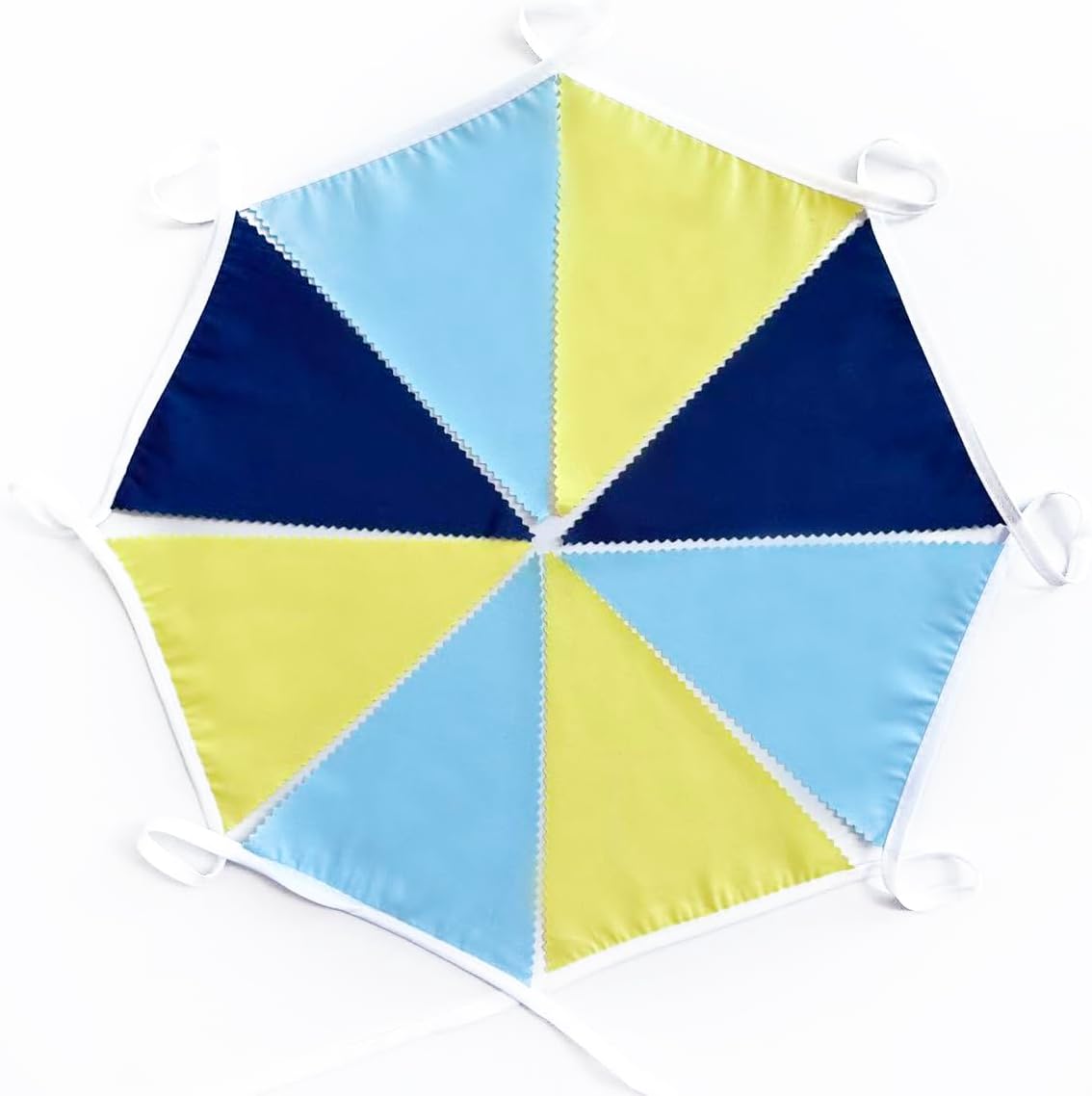 32Ft Blue Yellow Party Decorations Yellow Blue Triangle Flag Pennant Banner Fabric Garland Streamers for Capri Lemon Birthday Nautical Bridal Baby Shower Mediterranean Sea Party Festivals Supplies