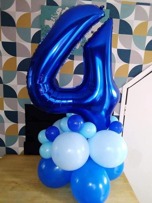 Night Blue 4 Balloon, Number Balloons 40 Inch, 4th Birthday Decorations for Girls Four Large Numbers for Party Decor, Number 4 Balloon
