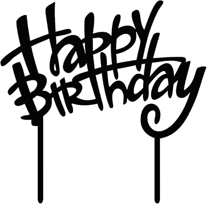 Happy Birthday Cake Topper, Black Acrylic Versatile Cake Topper for Birthday Party Decoration Ideas, Perfect Keepsake for your family and friends