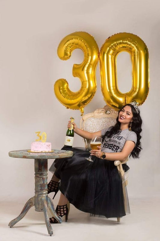 Gold Number 30 Balloon 40 inch, 30 Number Balloons, 30th Gold Birthday Decorations, 30 Year Old Women Men Golden Party Supplies