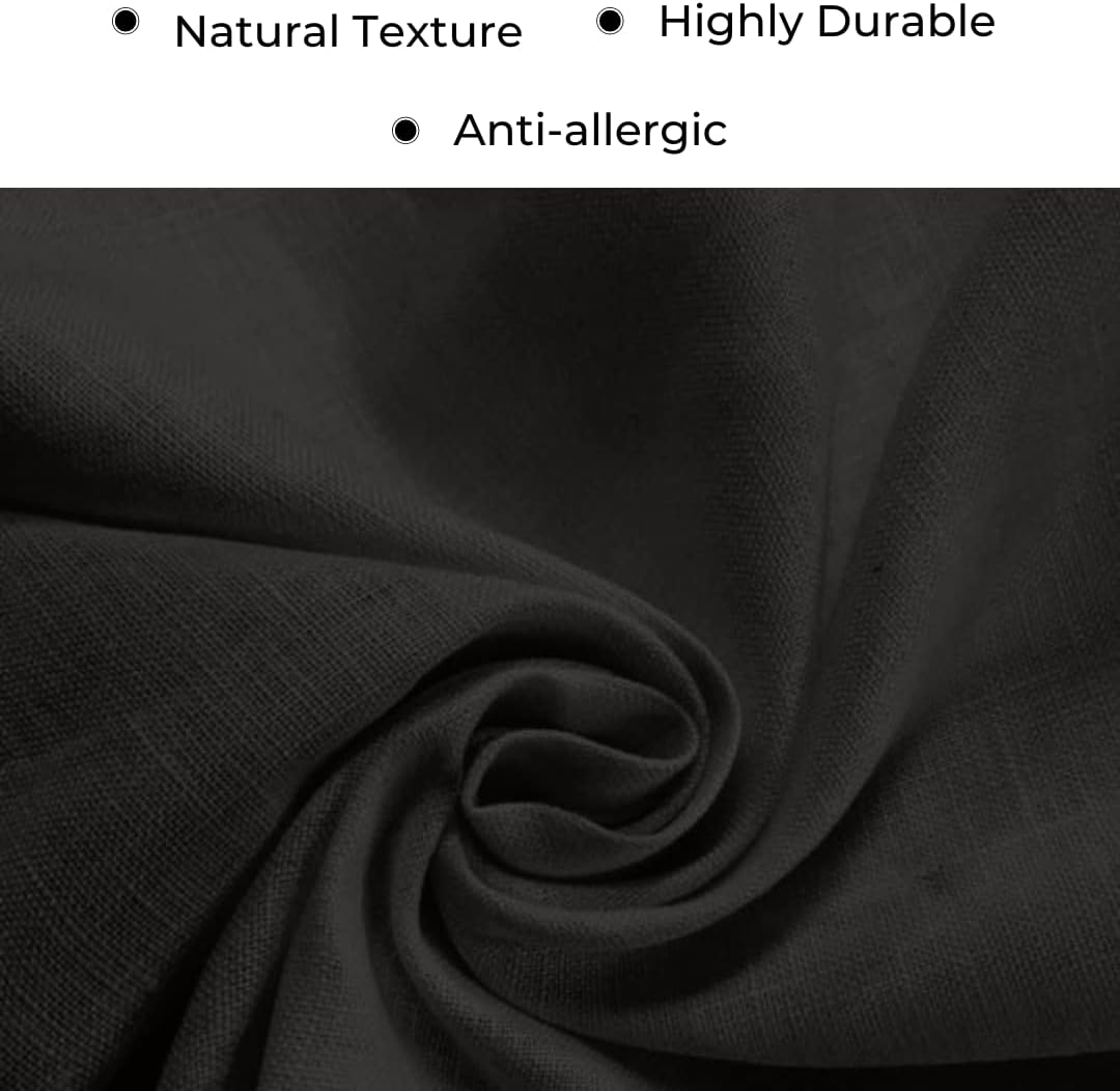 D'Moksha Homes Linen Black Table Runner 84 Inches Long - 100% Pure Linen 14 x 84 Inch Table Runner for Dining, Fall, Autumn and Halloween - Machine Washable