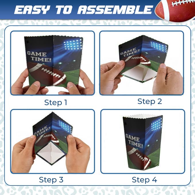 20 PCS Football Party Popcorn Boxes| Popcorn Buckets For Football Party, Birthdays, Tailgate Celebrations, Sport Events| Football theme Popcorn Container Holder | By Bashout