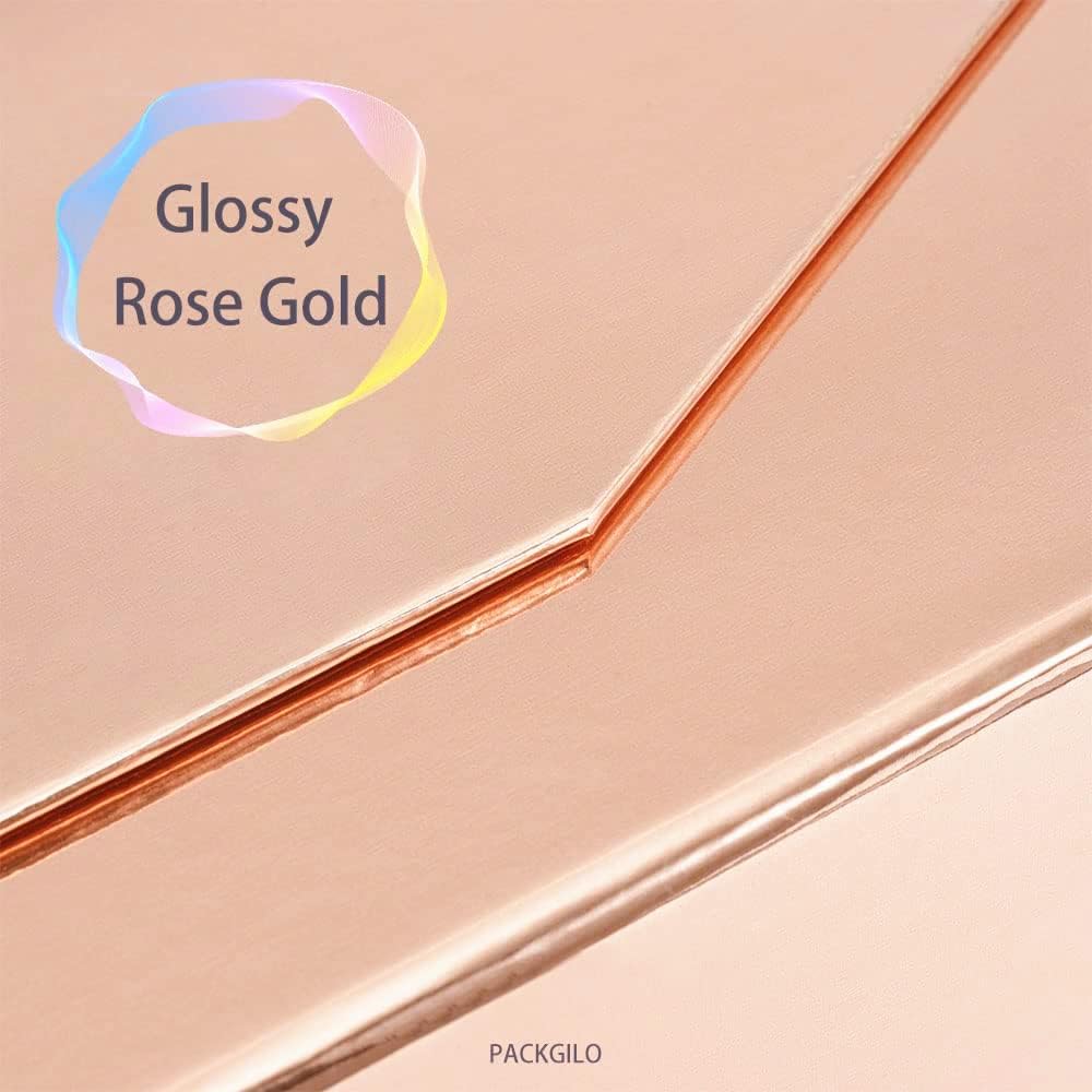 5 Rose Gold Large Gift Boxes with Lid 13x9x4 Inches, Bridesmaid Proposal Boxes, Hard Collapsible Gift Box with Magnetic Closure, Groomsman Box Reusable Gift Box for Cloth (Glossy Rose Gold)