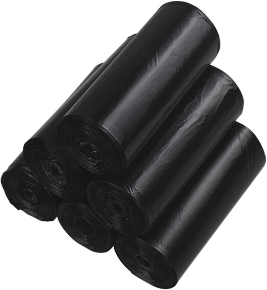 Ramddy 1.5 Gallon Small Trash Bags, Black, 6 Roll/150 Counts