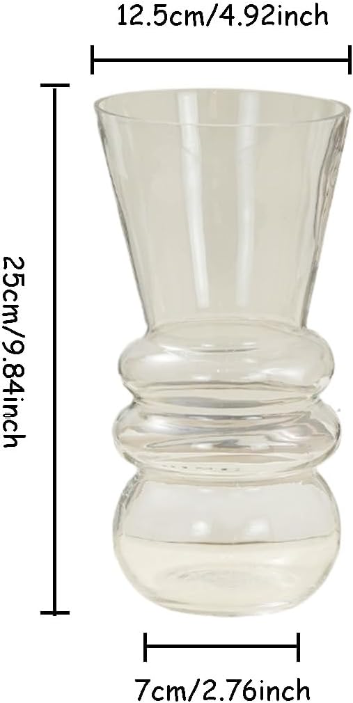 10-inch Tall Glass vase, a Simple and Sturdy Flower Container, Perfect for Dining Tables, Living Room and Table Placement (White)