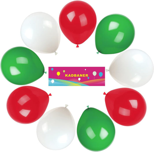 White Red Green Balloons,100 Pack 12 Inch Latex Balloons,for Wedding Birthday Party Baby Shower Christmas Party Decorations